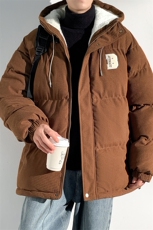冬季青少年灯芯绒连帽棉衣潮牌羊羔毛加绒加厚棉服外套5305-P85，男装棉衣，电商B306