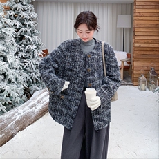 新款大货已出90绒小香风羽绒服2D014-10039-P235-K378，女装羽绒服，2D014