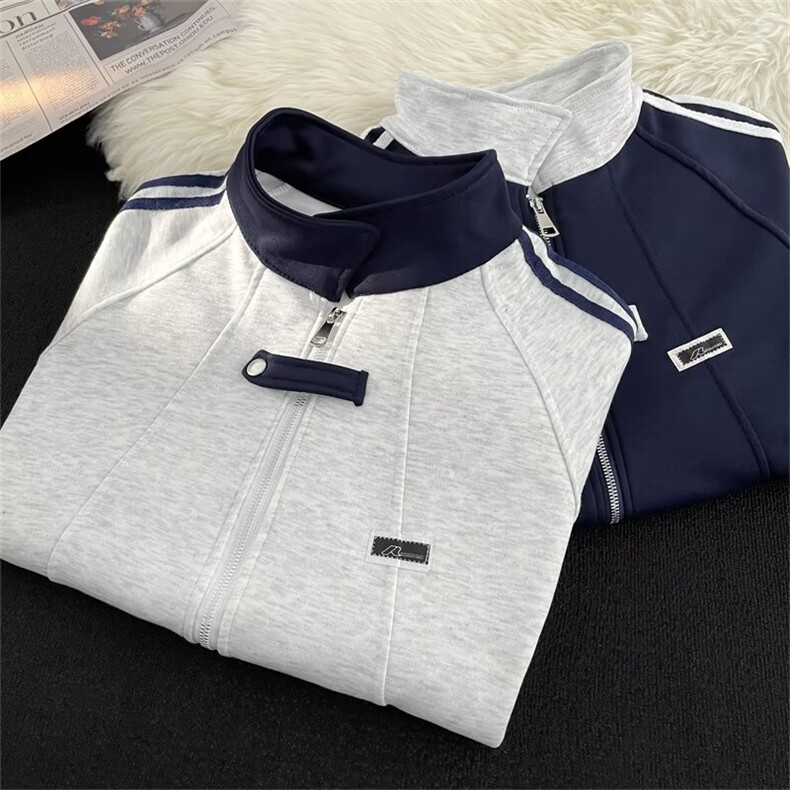 美式户外运动卫衣夹克男女秋冬潮牌百搭情侣外套高街条纹棒球服潮，男装夹克，星座601-1