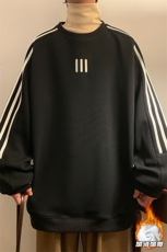 2023冬季新款港风黄墙大码三道杠加绒卫衣M-5XHW23867，男装卫衣，电商A022