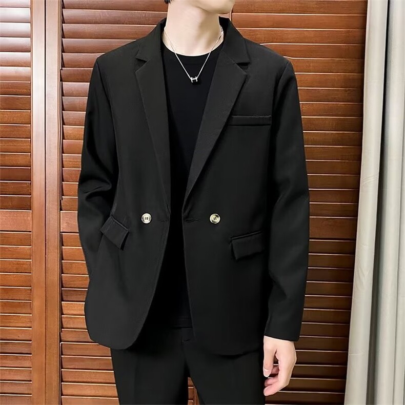 休闲西装外套男春秋季宽松帅气高级感男士韩版黑色单件西服Y37，男装西服，星座1116A-2（原606A-1）