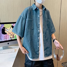 文艺潮流男标准衬衫青春流行气质潮百搭简约七分袖新款夏季，男装衬衫，星座716-4