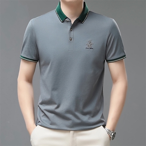 夏季男士短袖休闲t恤百搭polo衫中年爸爸夏装上衣QP1633-P55图片