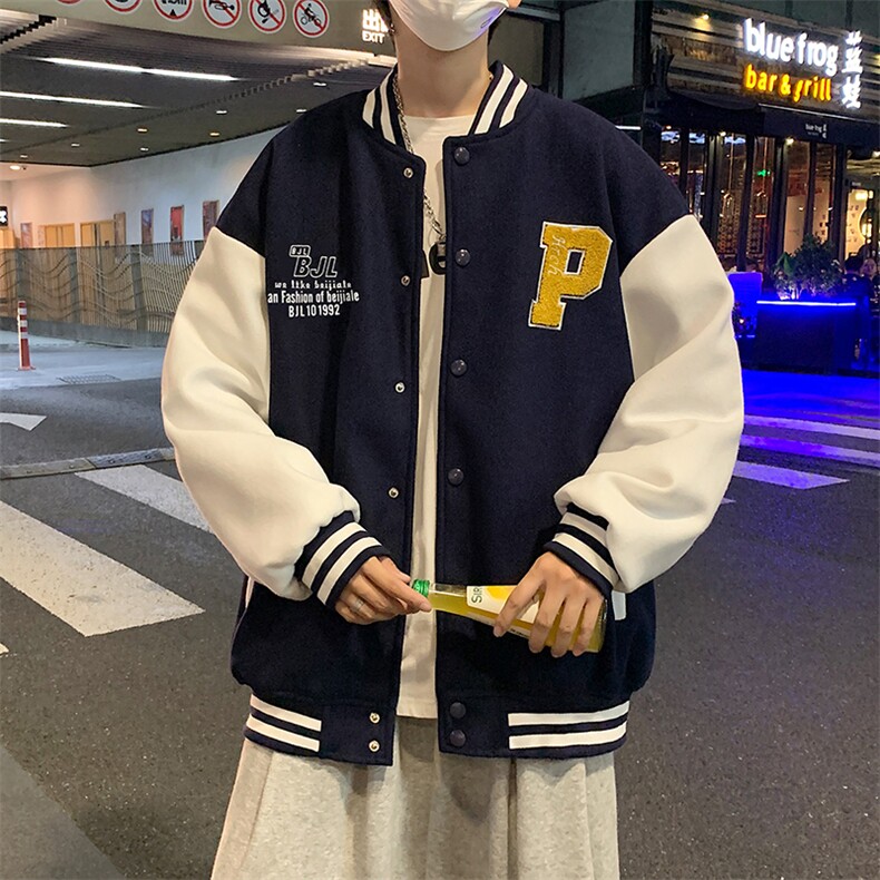 小熊棒球服外套男潮牌美式飞行员夹克嘻哈ins宽松学生W1887-P80,男装夹克,星座512-2