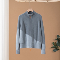 2025年秋季新款百搭女士半高长袖拉链开衫，女装羊绒衫，澳冬特羊绒