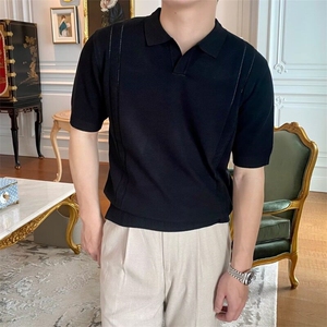 夏季短袖商务休闲V领针织衫图片