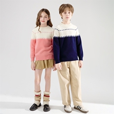 时尚百搭通勤简约儿童加厚半高提花，童装儿童羊毛衫，牧皓研