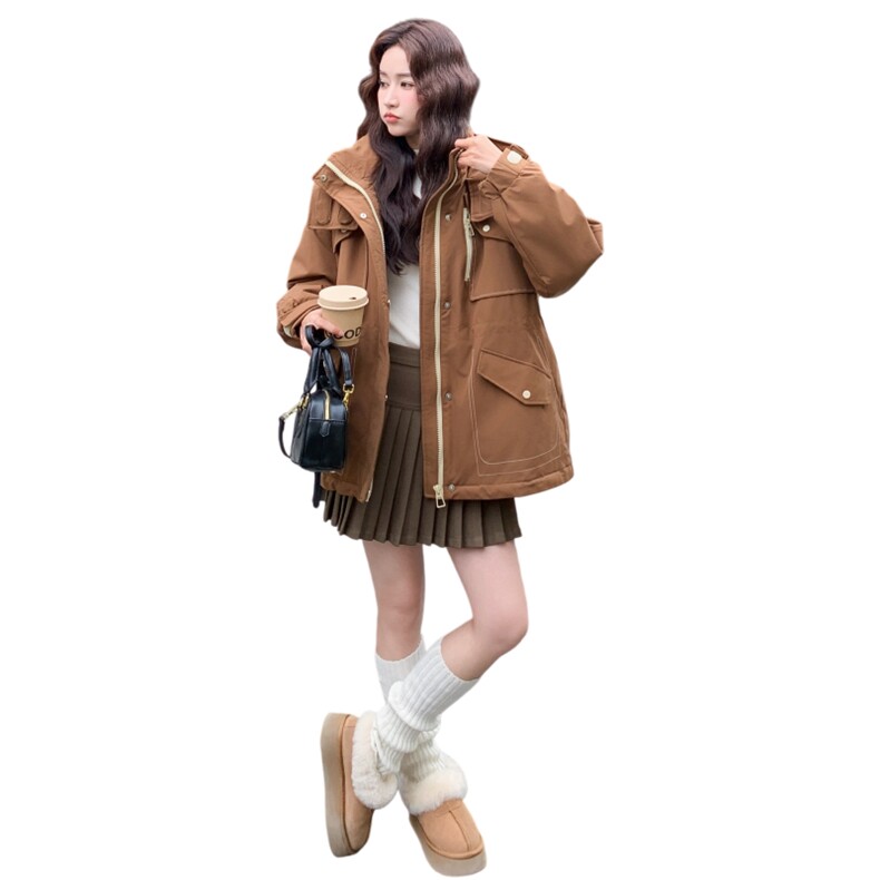 韩系工装派克羽绒服女2025冬季新款高端洋气休闲保暖90白鸭绒外套,女装羽绒服,玖莱伊