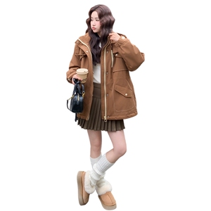 韩系工装派克羽绒服女2025冬季新款高端洋气休闲保暖90白鸭绒外套图片