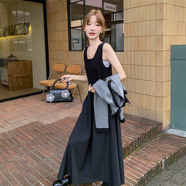 小香风高级感套装裙女2025春季新款气质针织外套吊带连衣裙两件套,女装套装/套裙,维壹