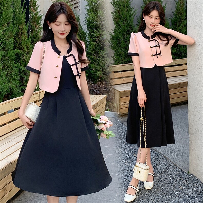 法式小香风吊带连衣裙女夏季2024新款新中式国风吊带裙，女装连衣裙，超帛