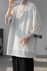 8XL-M特大码短袖男夏季高品质冰丝五分袖拼色宽松大码T恤DX308P38，男装T恤，电商D206-1