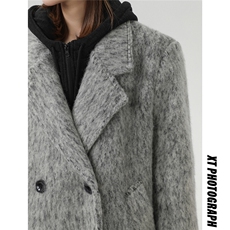 中性风长毛马海毛财阀灰西装大衣加厚羊毛大衣YM77717P210控298，男装西服套装，星座227-7