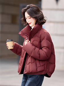 现货新款主推时尚潮流90绒羽绒服休闲冬季立领纯色女外套遮肉图片