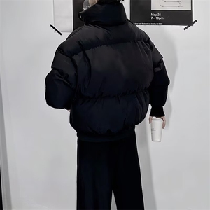 网图百搭文艺潮流简约日系慵懒时尚假两件棉衣气质流行MY95-P90图片
