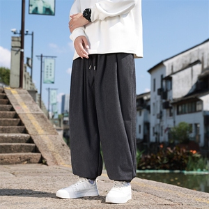 风春秋新款灯芯绒长裤子男束脚裤日系复古大码休闲裤K18-P35图片