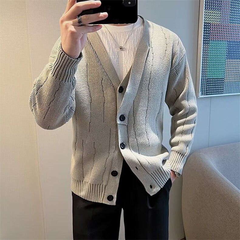 轻熟风2024秋冬新款复古宽松潮流休闲开衫男针织衫外套毛衣M3459,男装针织衫/毛衣,星座1116A-2（原606A-1）