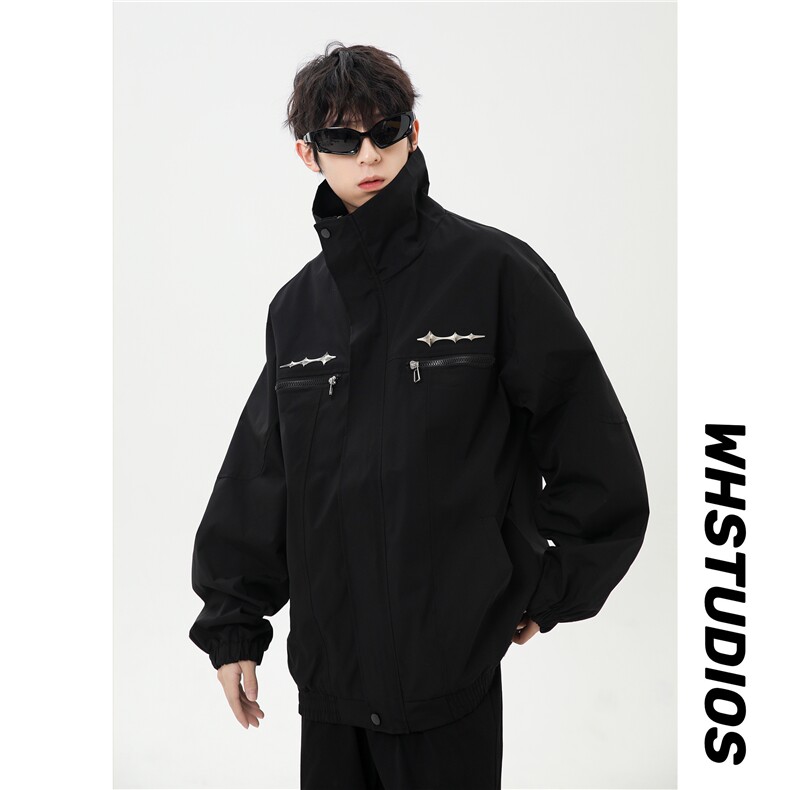 春季港风大码美式潮流宽松百搭立领夹克外套XZ213-JK3000-P65控88图片