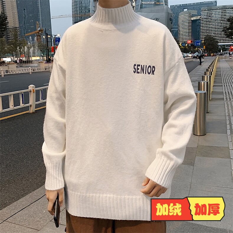 M18120-P45半高领毛衣男士大码针织衫男毛线衣男线衫，男装针织衫/毛衣，电商A040