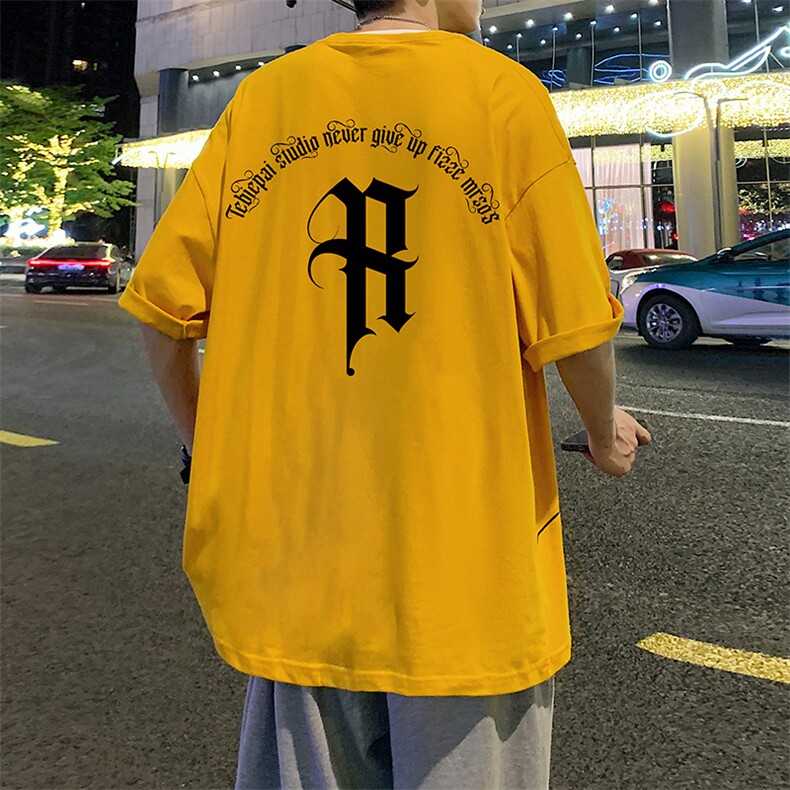 T660P26夏季新款港风纯棉短袖T恤ins衣服宽松半袖体恤字母印花,男装T恤,星座304A