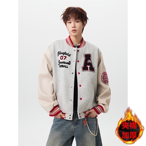 JKDD014-常规P67 夹棉P77 美式刺绣字母棒球服外套男情侣夹克棉服图片