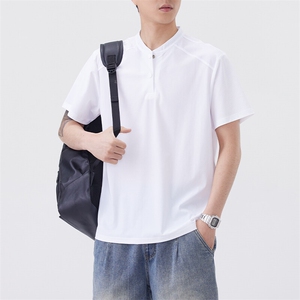 GENIOLAMODE纯色冰丝短袖Polo衫男夏季痞帅凉感2025新款高级感T恤