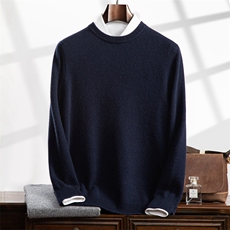 2025年秋季套头圆领可机洗7针双股时尚百搭通勤简约长袖羊绒衫，男装羊绒套衫，曼云男装羊绒