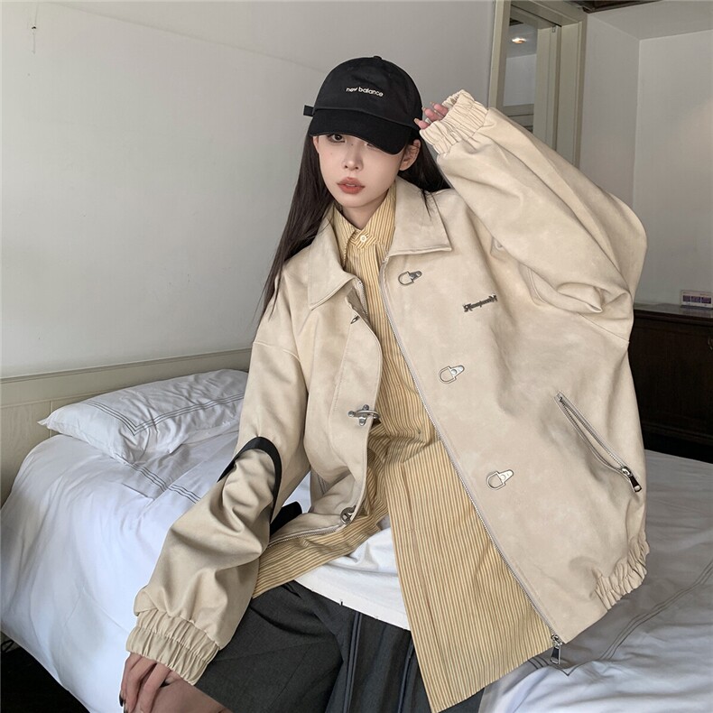 1港风夹克男大码夹克情侣男女水洗雪花皮衣男JK8741P130控168，男装夹克，星座226-2