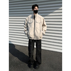 春秋季新款工装外套男款做旧宽松休闲百搭夹克，男装夹克，星座410-7