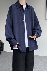8XL-M泡泡纱盐缩肌理长袖衬衫男夏季冰丝外套防晒衬衣CS29007P40图片