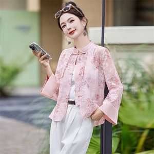 新中式国风盘扣上衣女2024秋季新款复古刺绣小衫气质高级感短外套图片