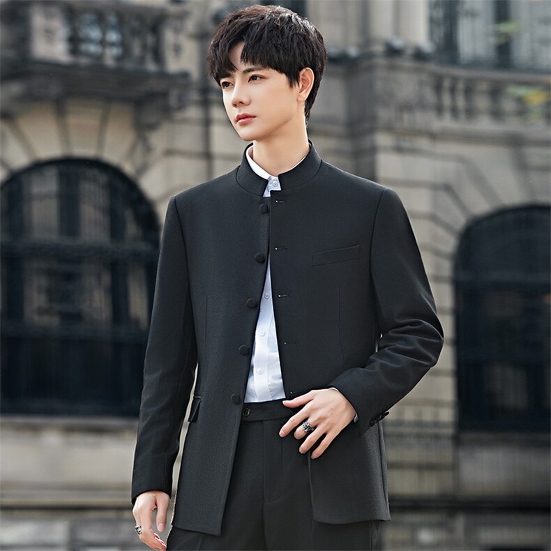 中山装男修身新郎结婚订礼服立领西服套装新中式风外套A913P255,男装西服,电商A355（原A415）