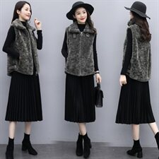 马甲女2021冬季新款韩版休闲外搭仿皮草外套时尚獭兔毛马夹上衣潮，女装皮草，素月