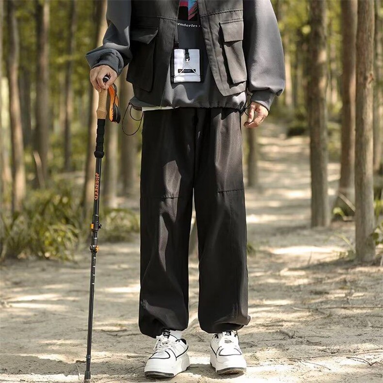 加绒加厚伞兵裤五线缝双压线卫裤男士潮嘻哈宽松阔腿裤KK343-P35,男装休闲裤,星座911-3