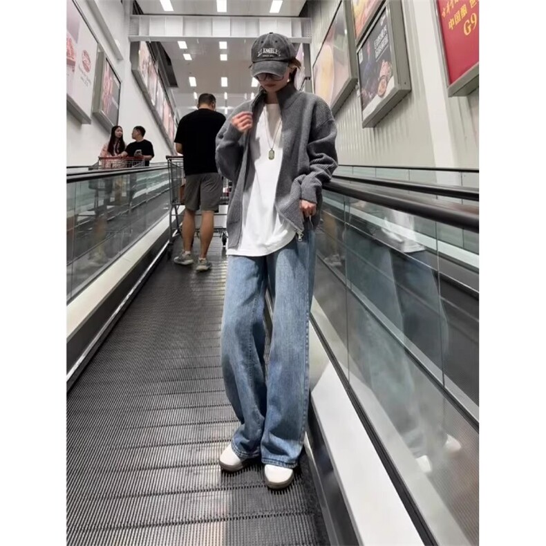 秋冬新款羊毛开衫女宽松休闲高级感韩版拉链毛衣外套针织衫百搭厚,男装针织衫/毛衣,四季星座505