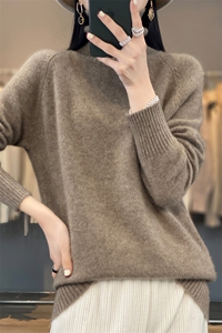 高领加厚100%纯羊毛衫女秋冬宽松插肩纯色毛衣内搭羊绒针织打底衫图片