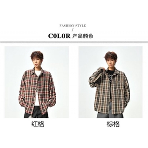 1506/QC63730/P49长袖衬衫宽松衬衣男生夏季潮流百搭休闲外套图片