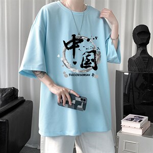 HT73134-P22 华夫格t恤男短袖男大码五分袖  短句风图片