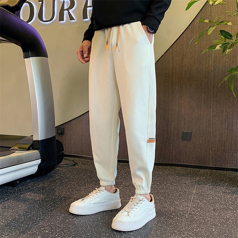 KK89P58控78小伙风休闲裤春秋季潮流痞帅束脚九分裤子米首,男装休闲裤,星座215（原电商B249）