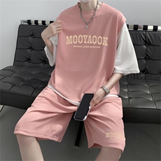 华夫格套装潮流休闲短袖短裤两件套FTZ3025-P55控78，男装牛仔裤，电商B370