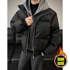 现货高品质重磅工艺美式高街假两件PU皮棉衣男女加厚棉服外套，男装棉衣，电商A486