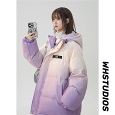 XZ-230-1MY53冬款中性风宽松简约扎染渐变休闲连帽棉服P128控158，男装棉衣，星座230-1