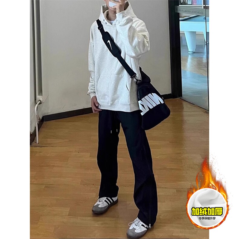 480G重磅加绒加厚硬挺boxy男女秋冬装美式高街廓形两粒扣连帽卫衣,男装卫衣,电商A486-1