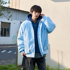 !潮流冬季连帽拉链加绒加厚棉衣情侣撞色棉服外套MY5567-P78，男装棉衣，星座610B-1