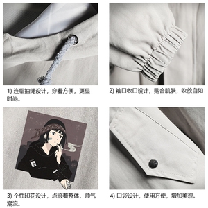 JK41122-P85纯棉连帽夹克男士大码工装夹克男外套男 网格挂拍图片