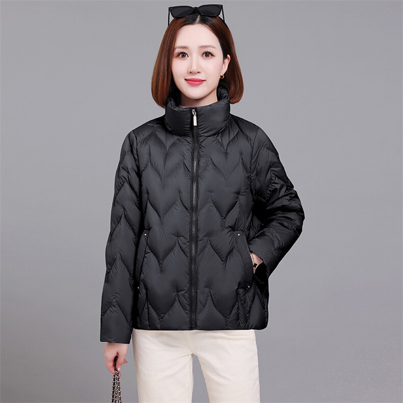 2024时尚保暖女士棉服立领宽松长袖纯色外套冬季,女装棉衣/棉服,深妍伊美