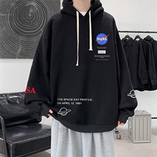 WY2243-P35加绒款-P40纯棉连帽卫衣男大码运动帽衫宽松薄外套男，男装卫衣，电商A040