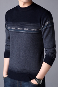 D6903钱塘2020-2冬季商务休闲圆领百搭中年男士打底衫毛衣P62图片