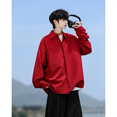 8XL-M泡泡纱盐缩肌理长袖衬衫男夏季冰丝外套防晒衬衣CS29007P40，男装衬衫，电商B312