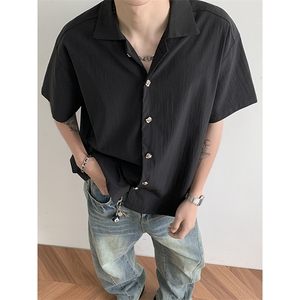 衬衫男短袖夏季冰丝轻熟风男装五分中袖衬衣外套C204-P35图片